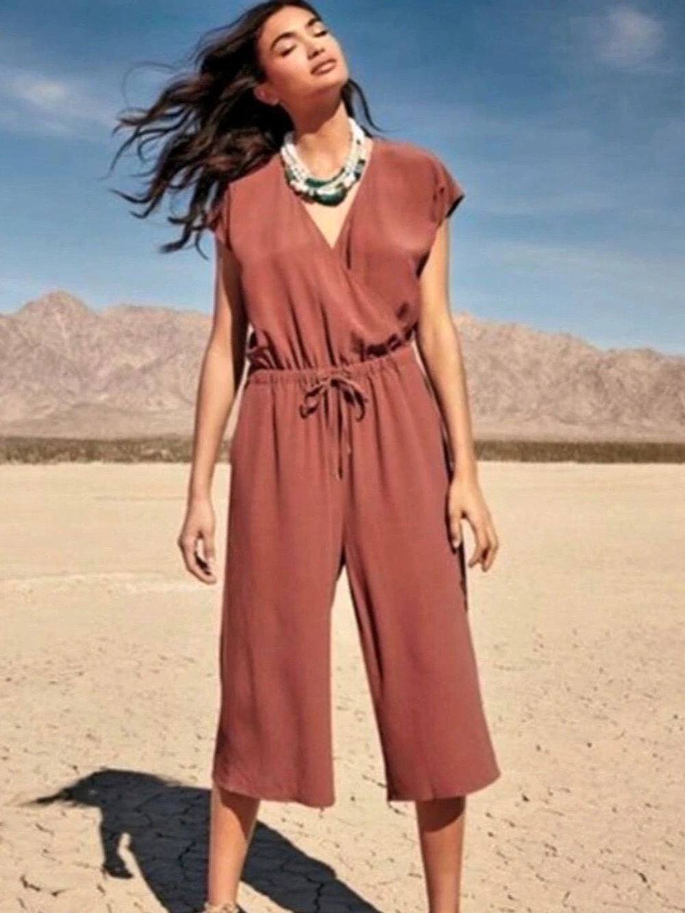 Eileen Fisher Faux Wrap Jumpsuit Rust